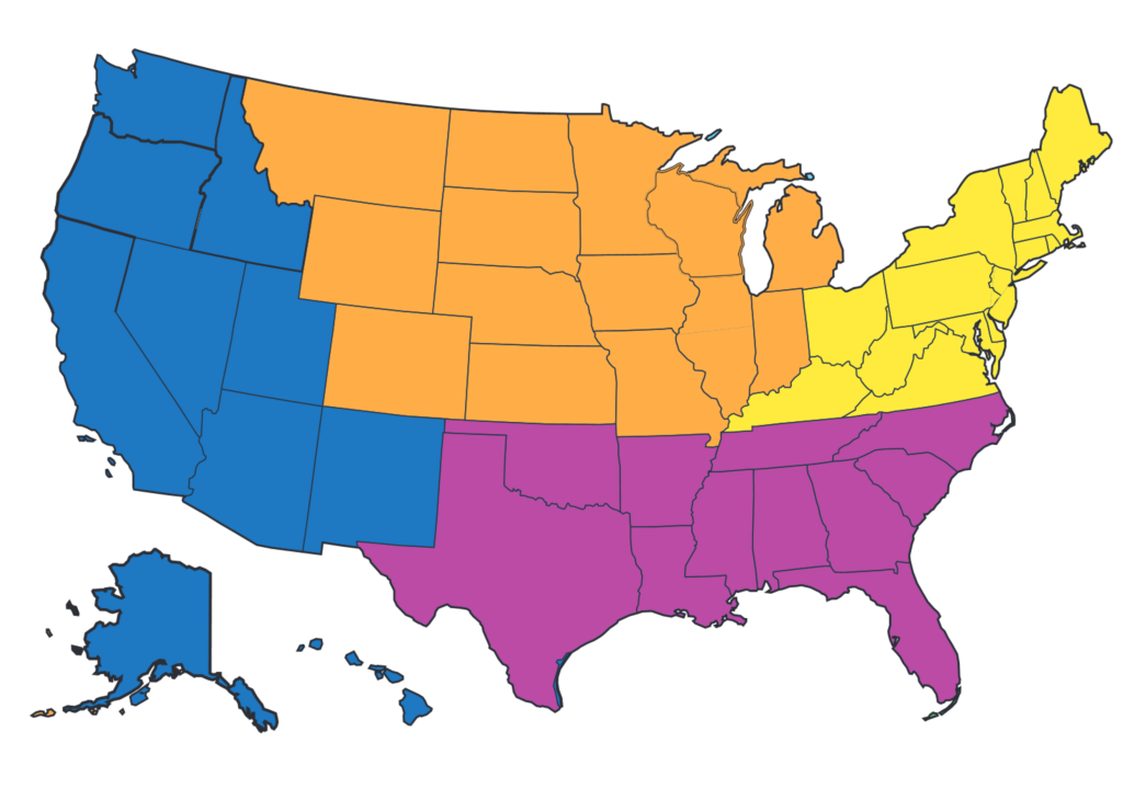 USA regional Operations map