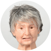 geriatric care teri with short grey hair